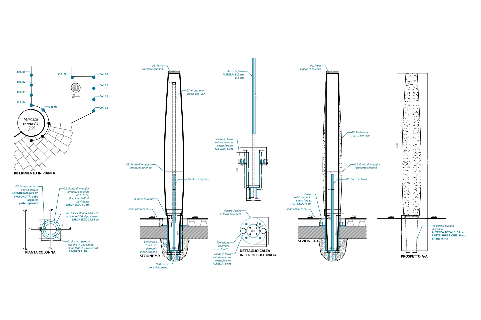 studio scetti esecutivo colonne ristorante costa smeralda